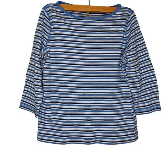 Jones New York Striper 3/4 Sleeve Vintage Cotton Tee - Picture 1 of 4